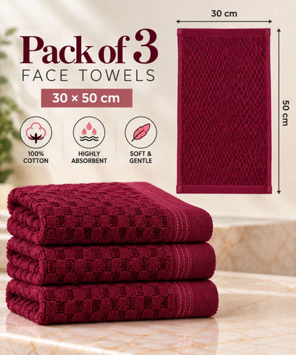 Velour Face towel set of 3 towels, 100%cotton , 30x50cm.