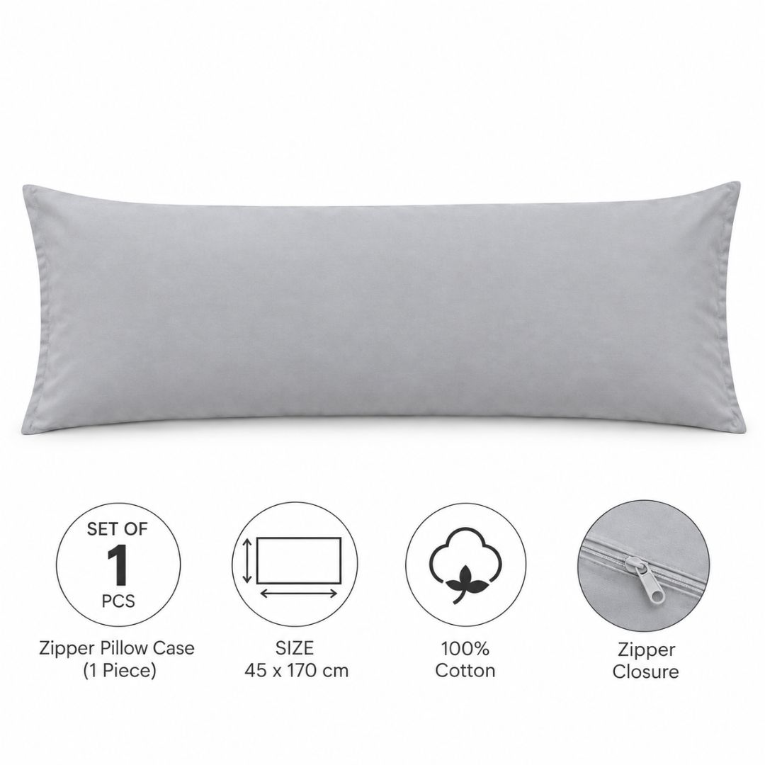 Set of 1 Zipper Pillowcases – 100% Cotton – 45×170 cm.