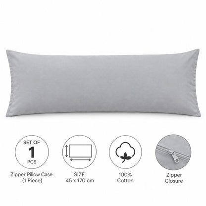 Set of 1 Zipper Pillowcases – 100% Cotton – 45×170 cm.