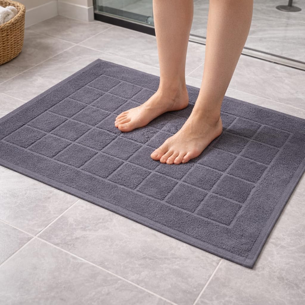 Helene MOU Bath Mat Towel - 100% Cotton 1 Pc Absorbent Bathmat - Quick Dry Bath Mats for Bathrooms, 50 x 70 cm.