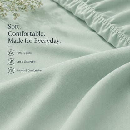 Premium Quality Fitted Sheet and Embroidered Pillowcase Set of 3 Pcs size 2 pillow cases size 50x70 cm , 120x200 cm.