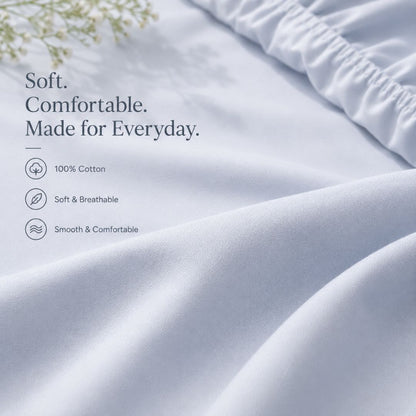 Premium Quality Fitted Sheet and Embroidered Pillowcase Set of 3 Pcs size 2 pillow cases size 50x70 cm , 120x200 cm.