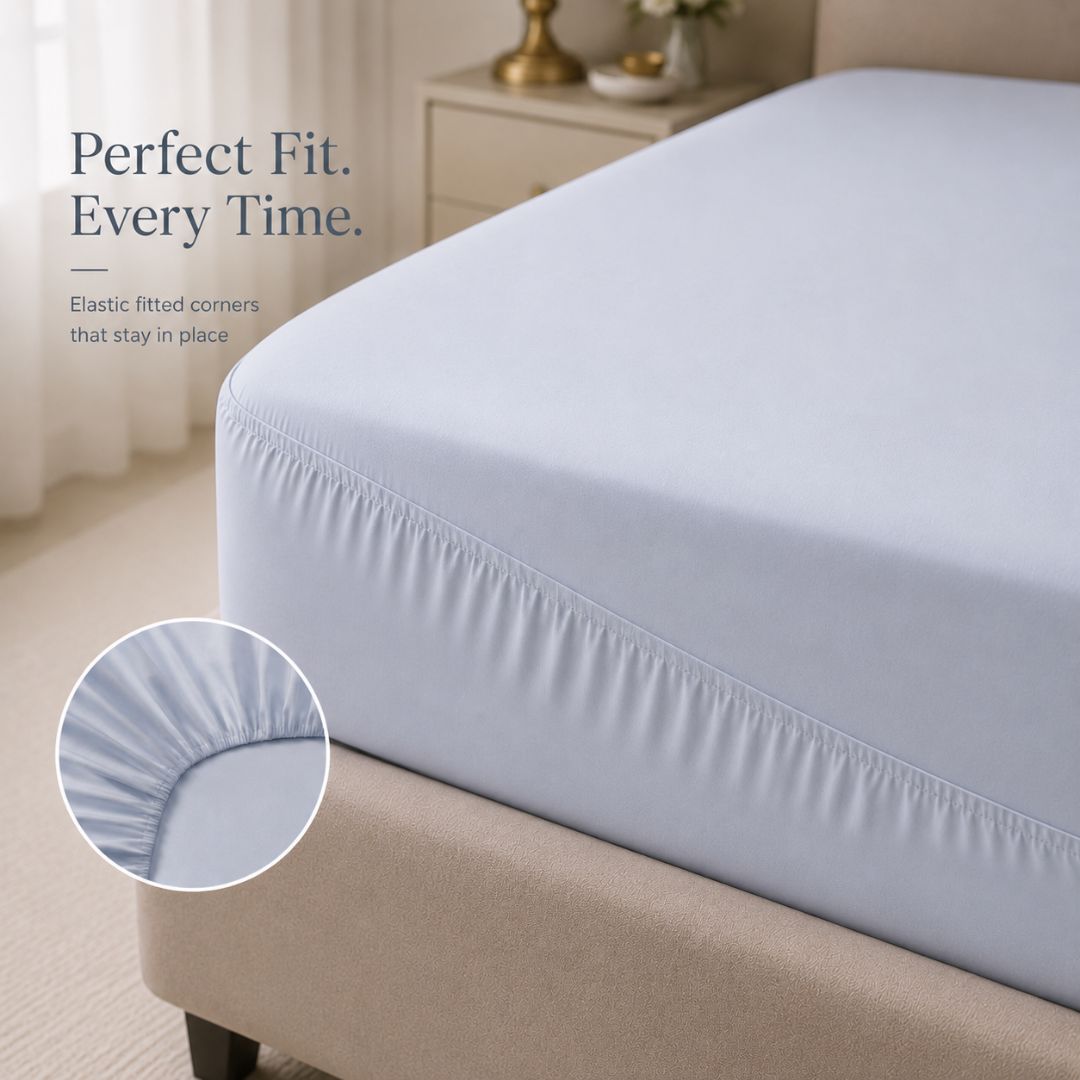 Premium Quality Fitted Sheet and Embroidered Pillowcase Set of 3 Pcs size 2 pillow cases size 50x70 cm , 120x200 cm.
