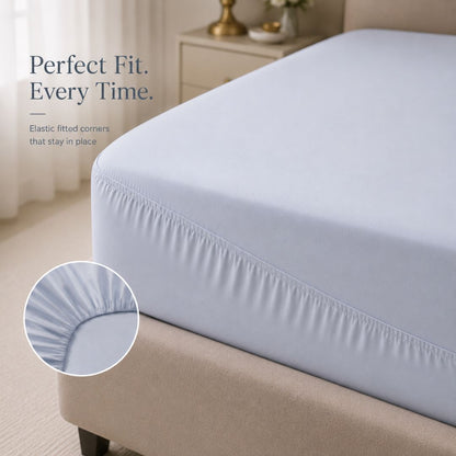 Premium Quality Fitted Sheet and Embroidered Pillowcase Set of 3 Pcs size 2 pillow cases size 50x70 cm , 120x200 cm.