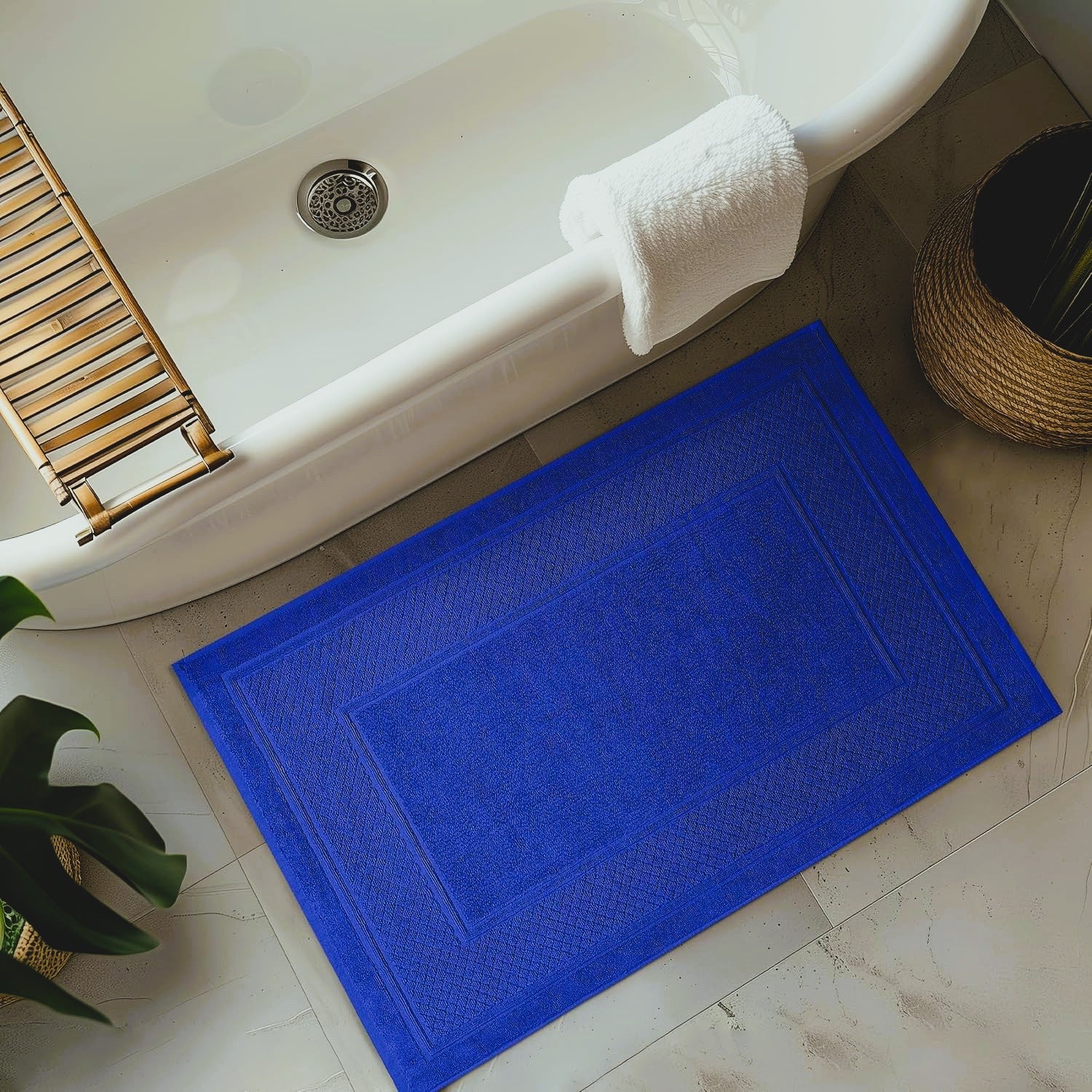 Helene MOU Bath Mat Towel - 100% Cotton 1 Pc Absorbent Bathmat - Quick Dry Bath Mats for Bathrooms, 50 x 70 cm