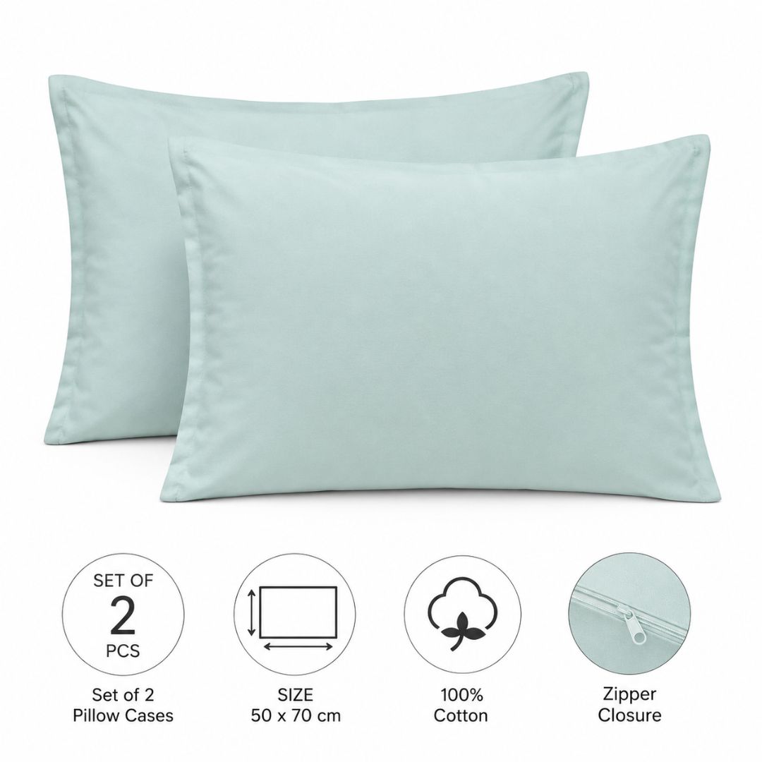 Set of 2 Zipper Pillowcases – 100% Cotton – 50×70 cm.