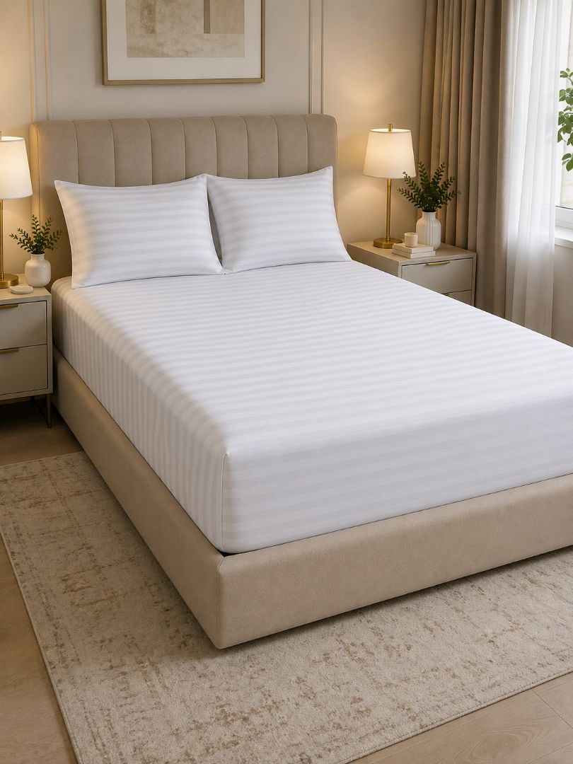 Premium Quality Fitted Sheet and Pillowcase Set of 3 Pcs size 2 pillow cases size 50x70 cm , 120x200 cm.