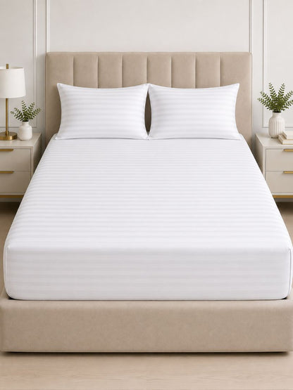 Premium Quality Fitted Sheet and Pillowcase Set of 4 Pcs size 2 pillow cases size 50x70 cm , 1 pillow case 45x170 cm 180x200 cm.