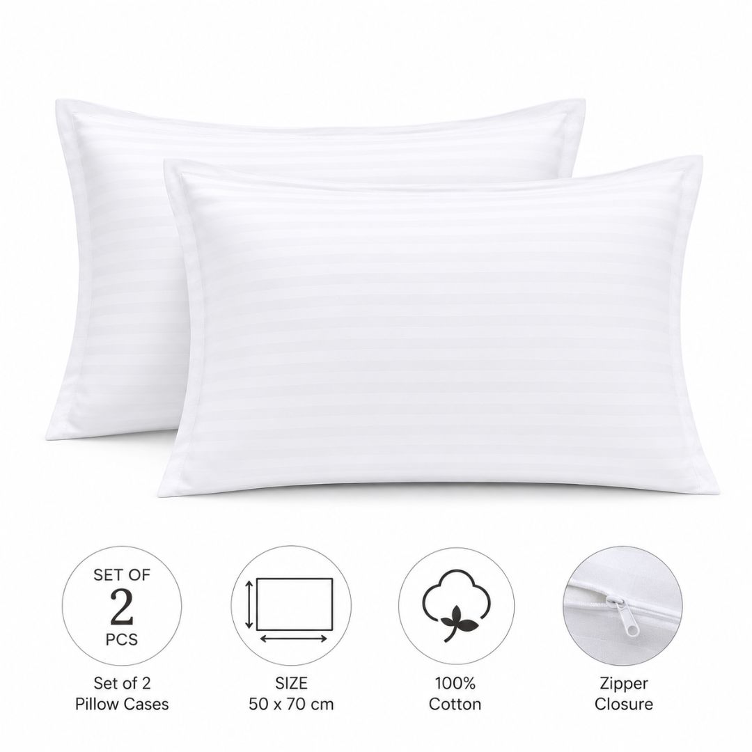 Set of 2 Zipper Pillowcases – 100% Cotton – 50×70 cm.