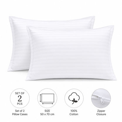 Set of 2 Zipper Pillowcases – 100% Cotton – 50×70 cm.