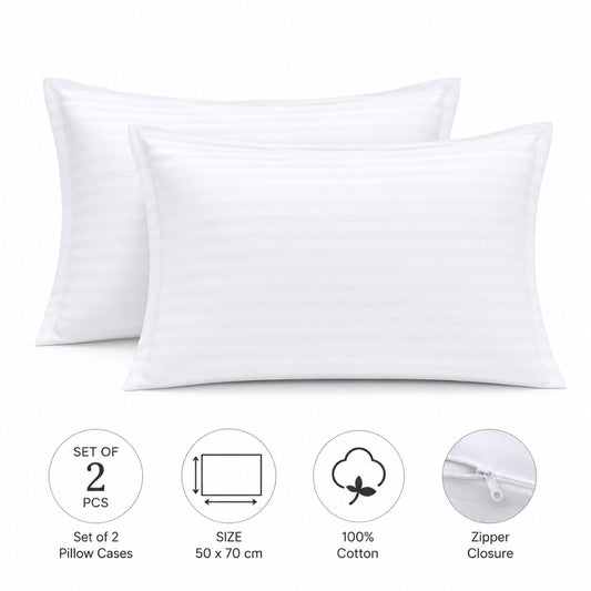 Set of 2 Zipper Pillowcases – 100% Cotton – 50×70 cm.